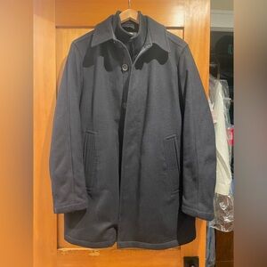 Men's Black Pea Coat - Tailored Wool-Blend Overcoat